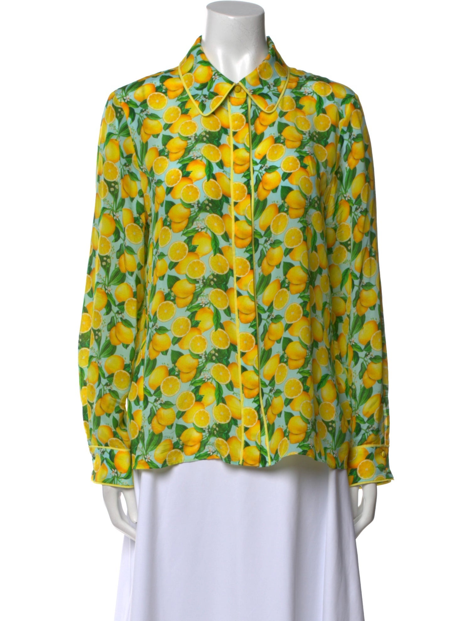 Alice + Olivia Silk Printed Button-Up Top