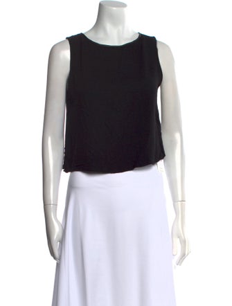 Alice + Olivia Lamb Leather Scoop Neck Crop Top