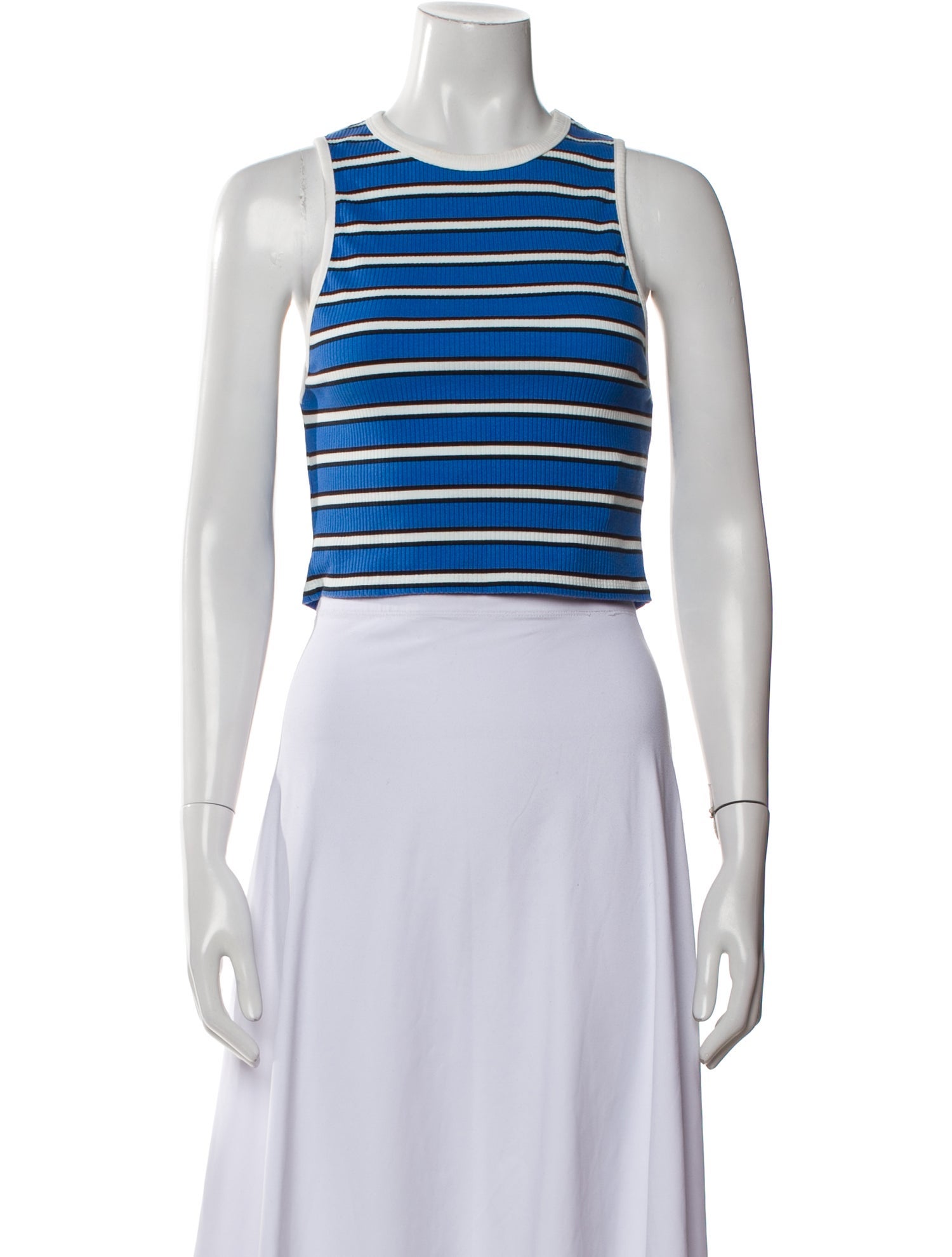 Alice + Olivia Striped Crew Neck Crop Top