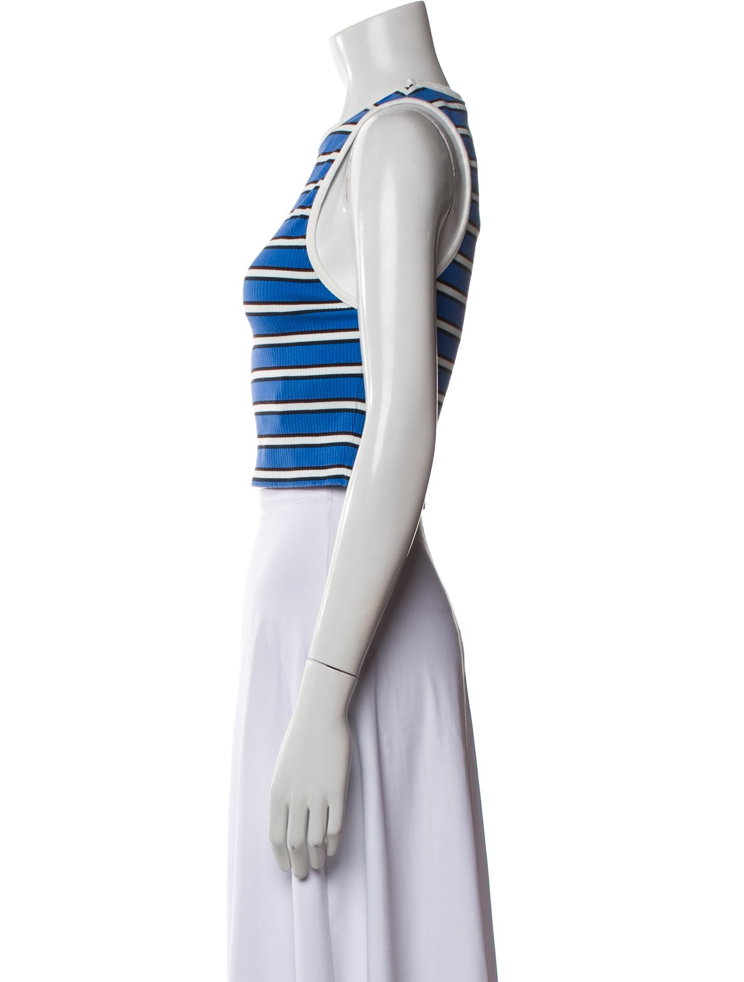 Alice + Olivia Striped Crew Neck Crop Top