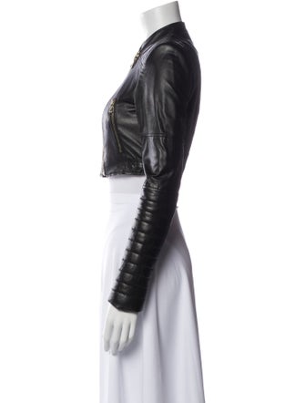 Alice + Olivia Lamb Leather Biker Jacket