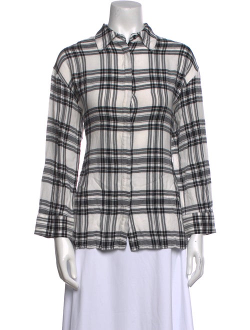 Alice + Olivia Plaid Print Long Sleeve Button-Up Top