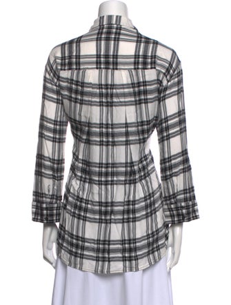 Alice + Olivia Plaid Print Long Sleeve Button-Up Top