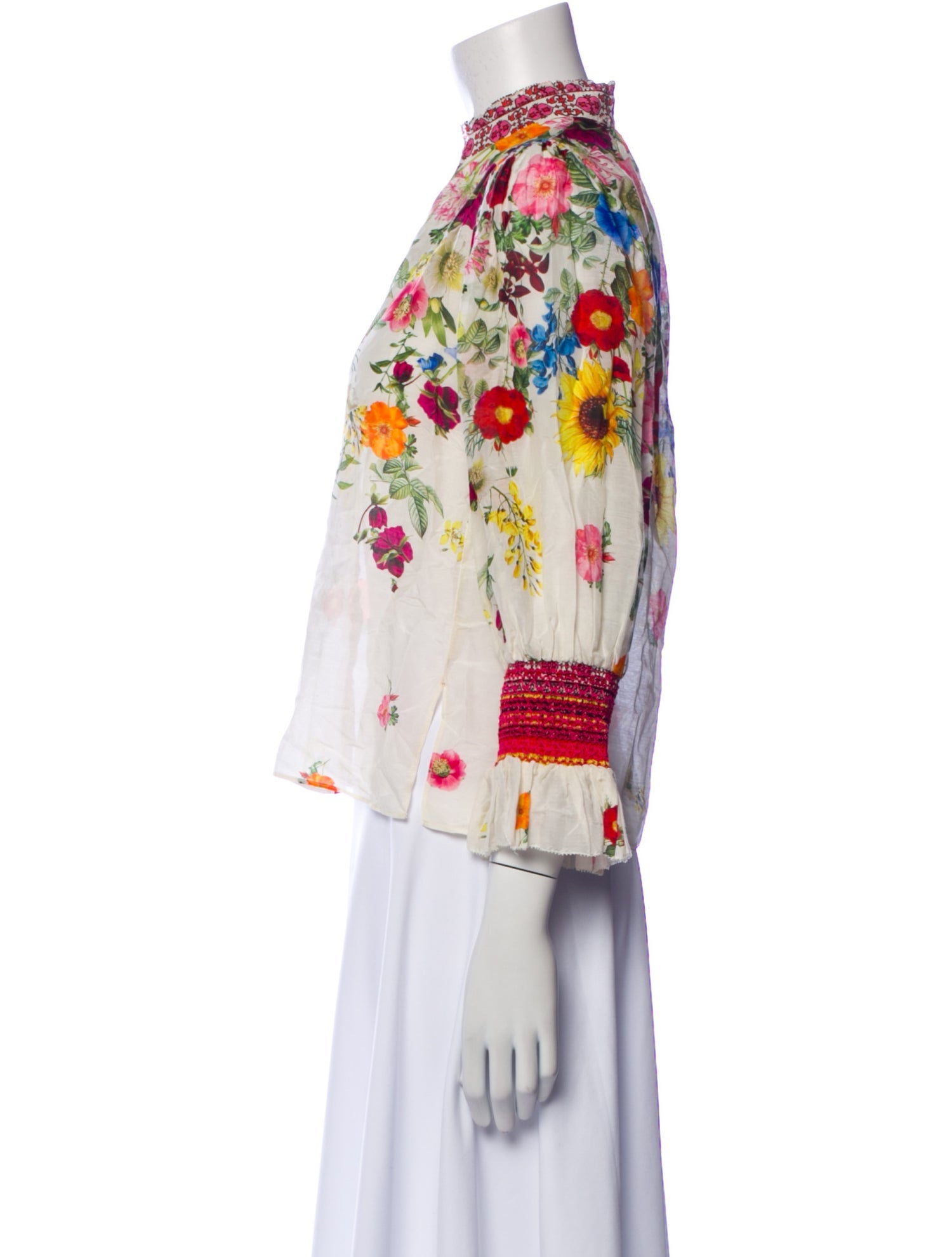 Alice + Olivia Floral Print V-Neck Blouse