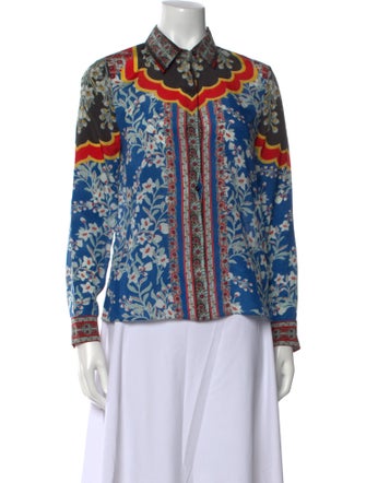 Alice + Olivia Silk Printed Button-Up Top