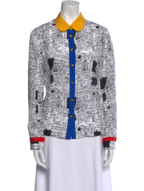 Alice + Olivia Silk Printed Button-Up Top