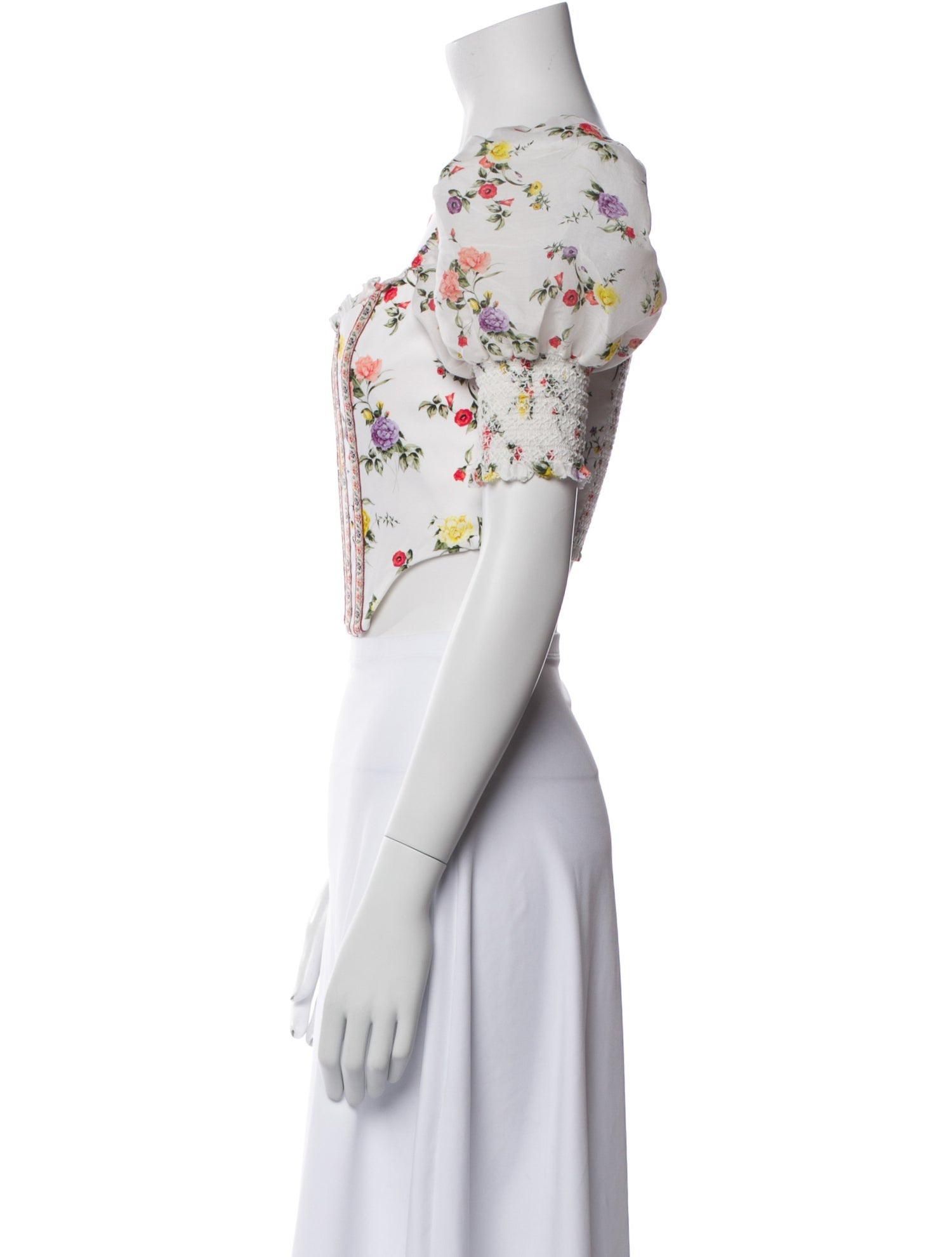 Alice + Olivia Floral Print Square Neckline Crop Top