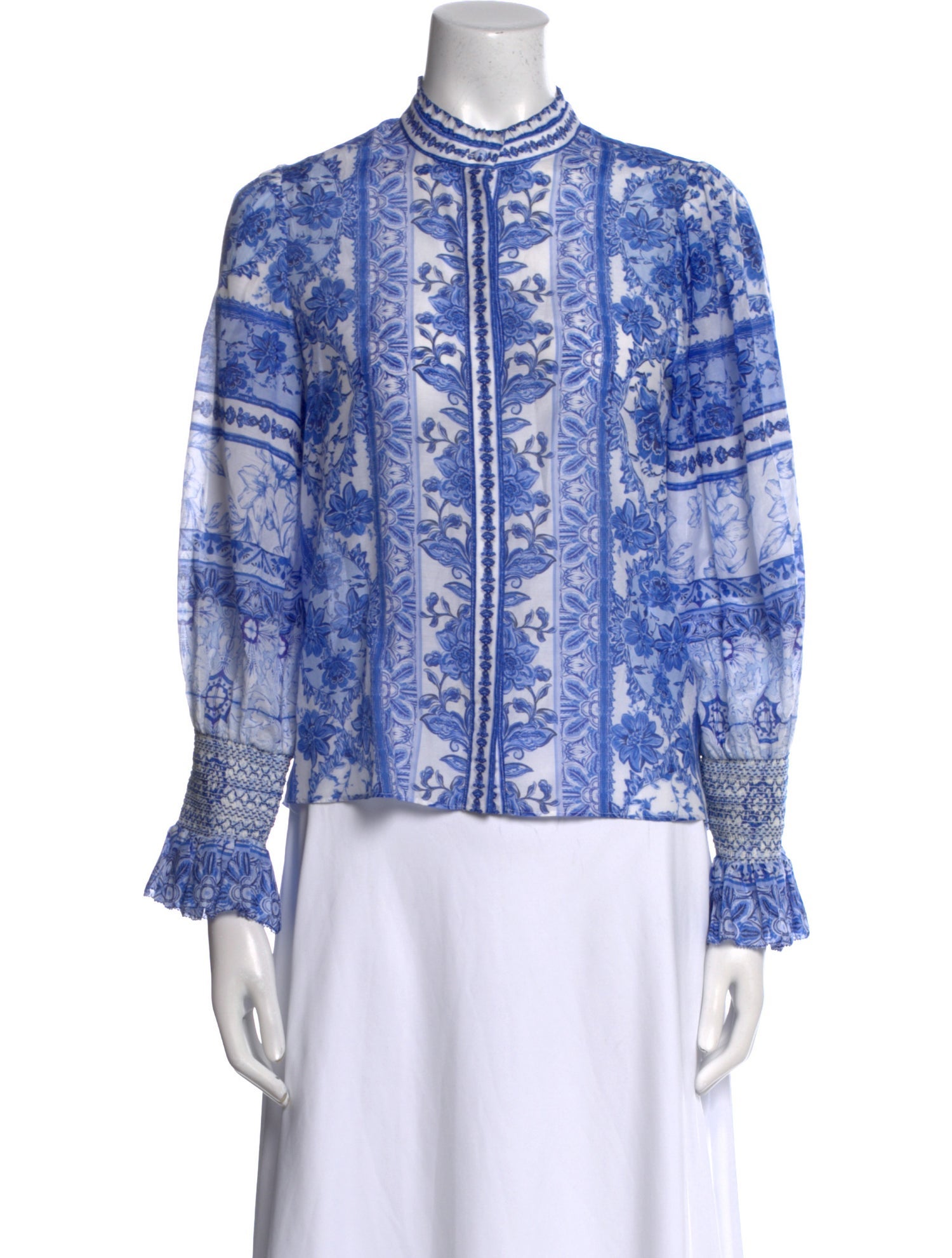 Alice + Olivia Printed Mock Neck Blouse