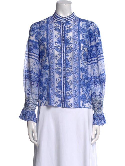 Alice + Olivia Printed Mock Neck Blouse