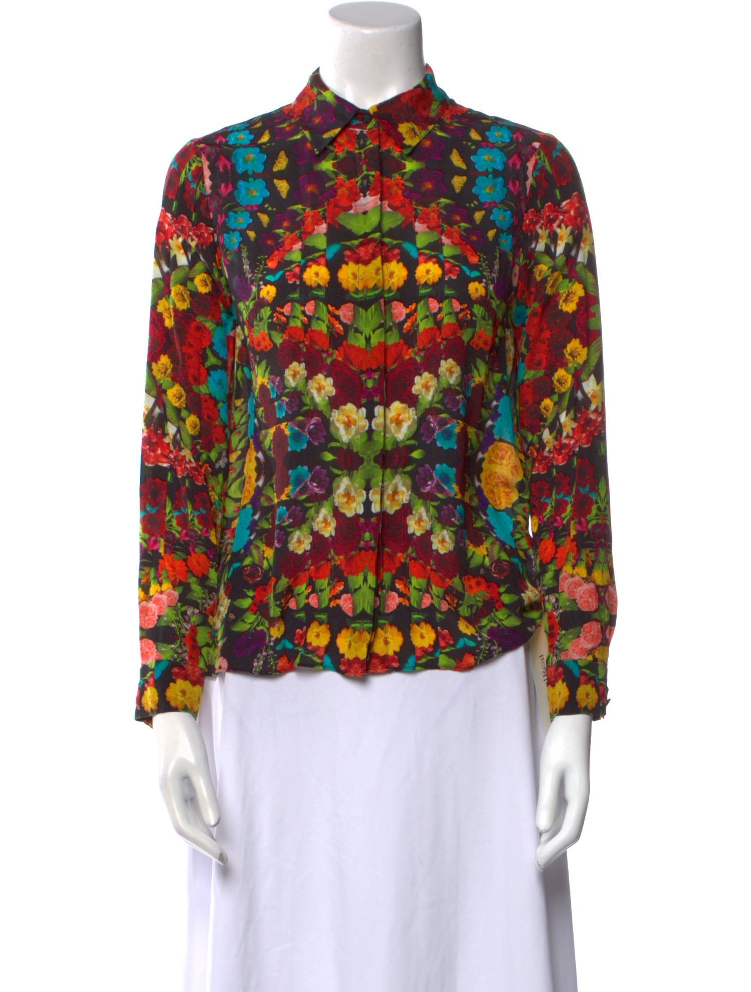 Alice + Olivia Silk Floral Print Blouse