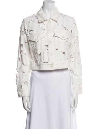 Alice + Olivia Lace Pattern Denim Jacket