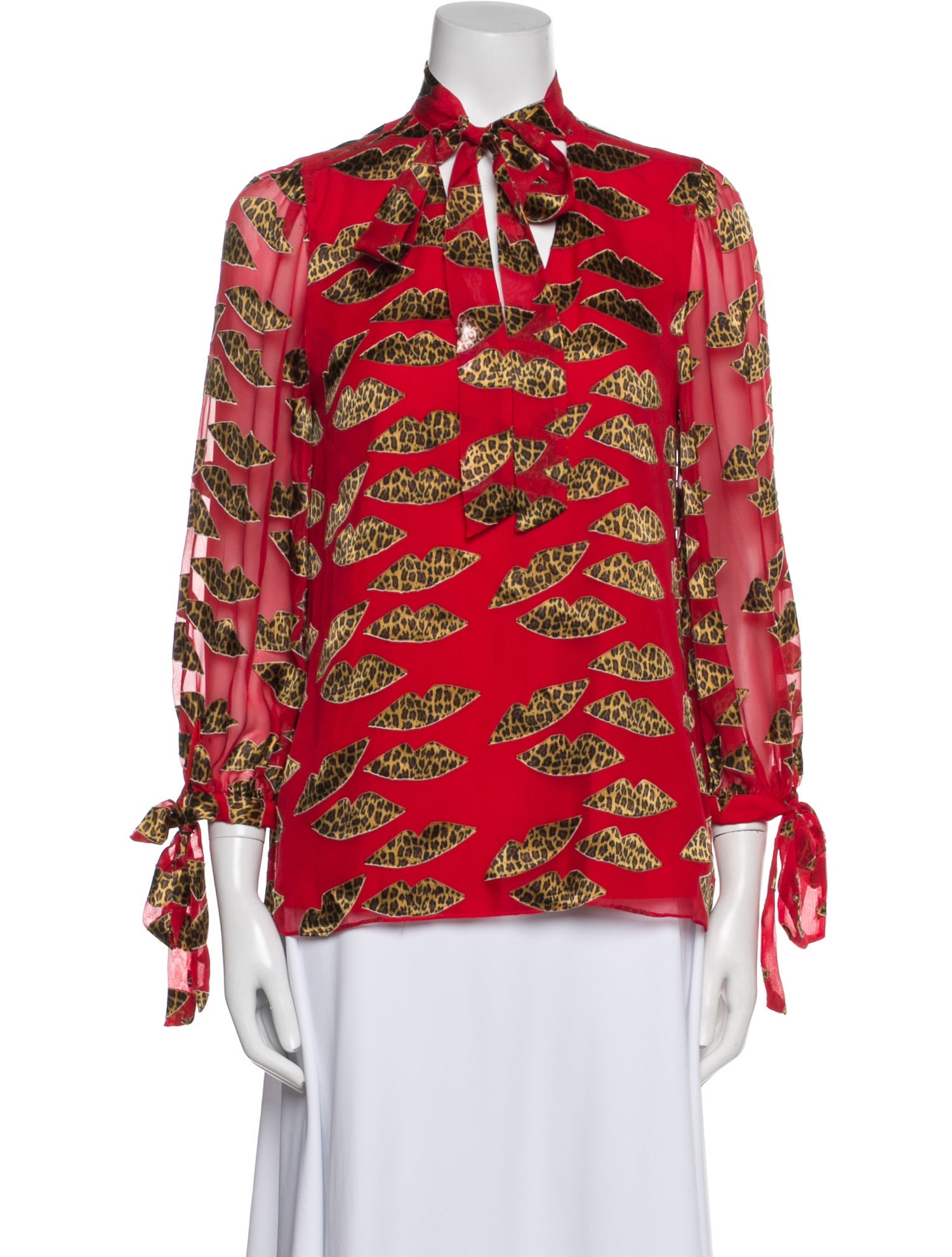 Alice + Olivia Printed Long Sleeve Blouse