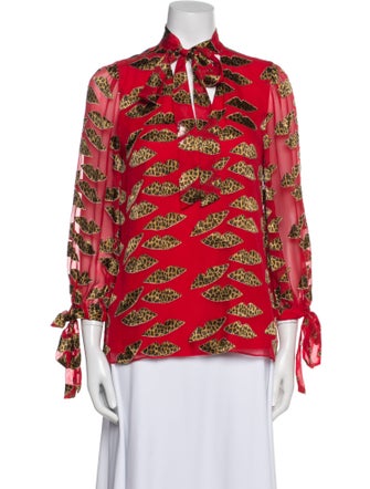 Alice + Olivia Printed Long Sleeve Blouse