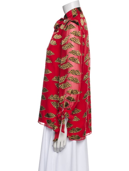 Alice + Olivia Printed Long Sleeve Blouse