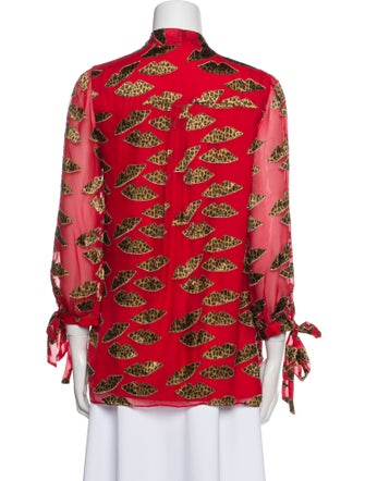 Alice + Olivia Printed Long Sleeve Blouse