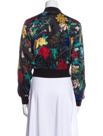 Alice + Olivia Silk Floral Print Bomber Jacket