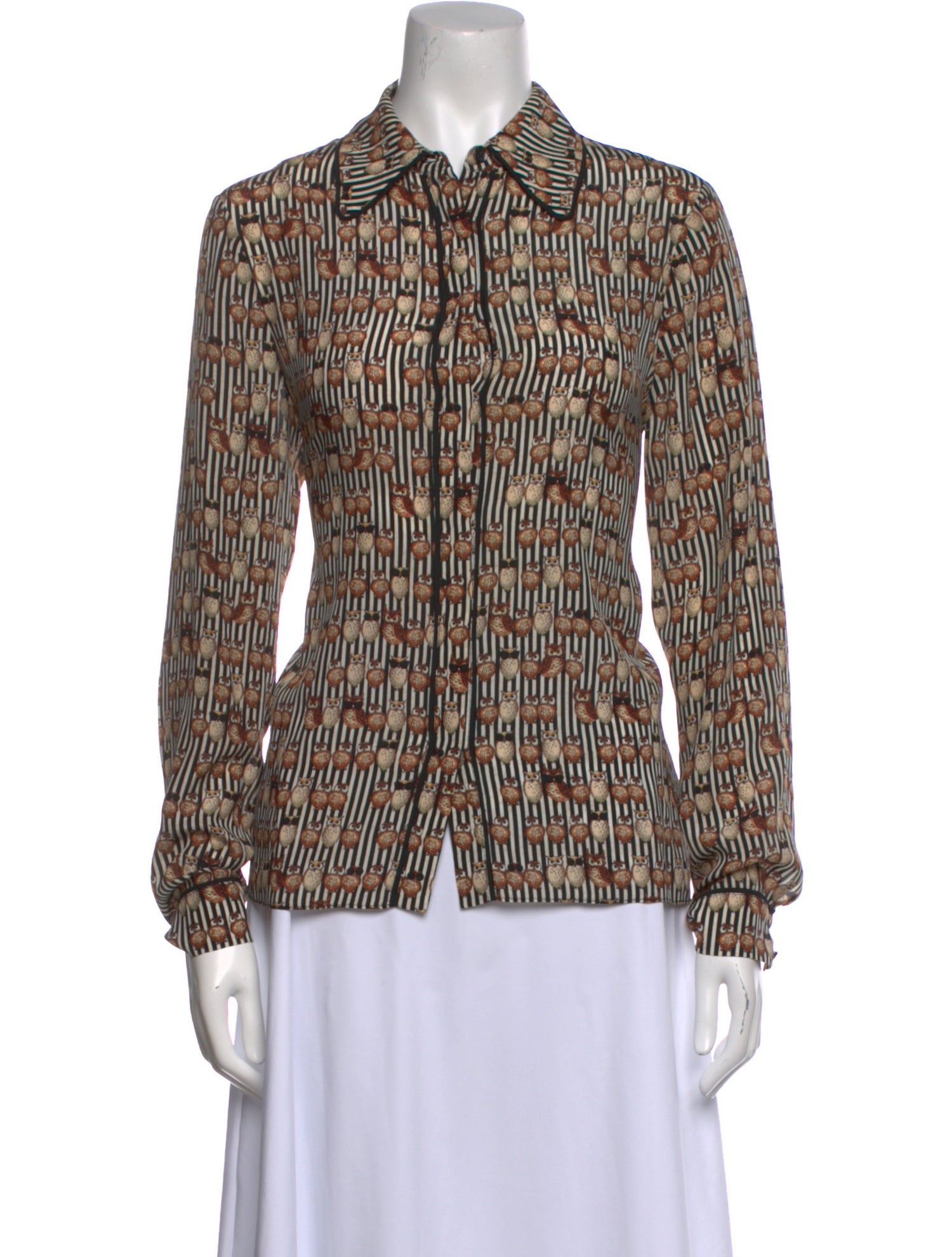 Alice + Olivia Silk Printed Button-Up Top