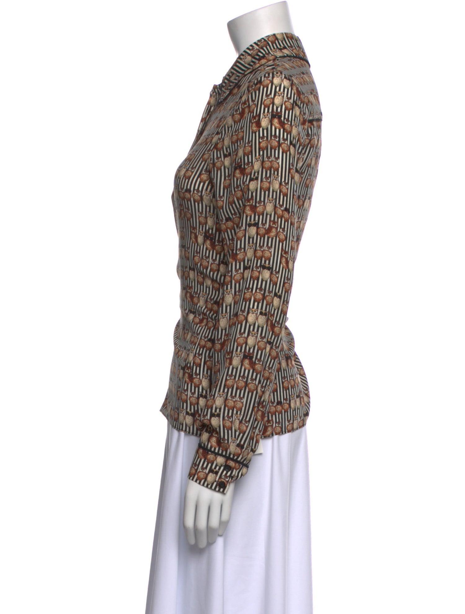 Alice + Olivia Silk Printed Button-Up Top