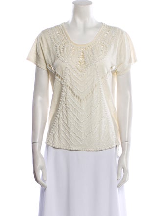Alice + Olivia Linen Scoop Neck T-Shirt
