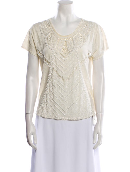 Alice + Olivia Linen Scoop Neck T-Shirt
