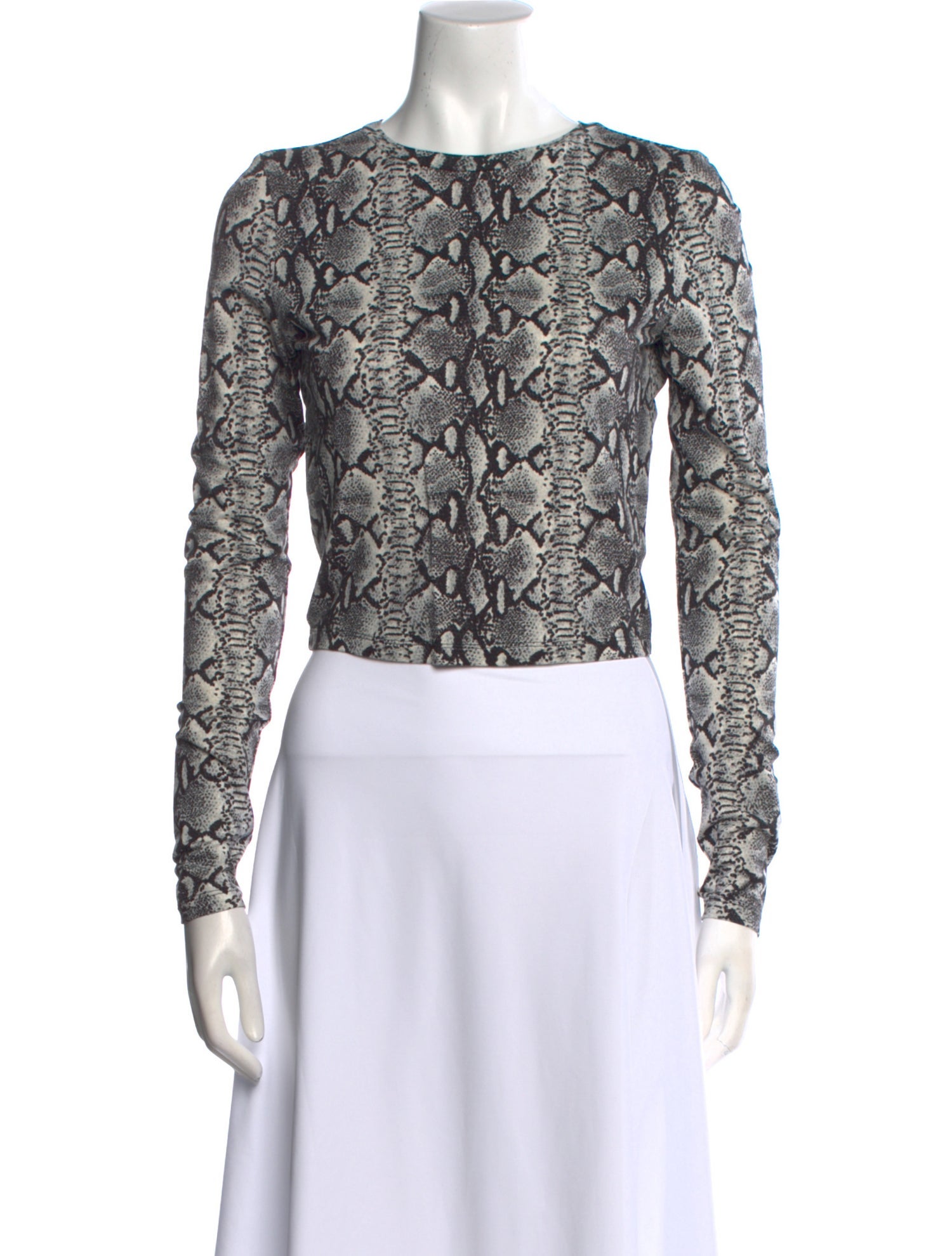 Alice + Olivia Animal Print Crew Neck Crop Top