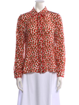 Alice + Olivia Silk Printed Button-Up Top