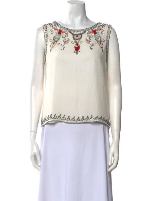 Alice + Olivia Silk Graphic Print Crop Top