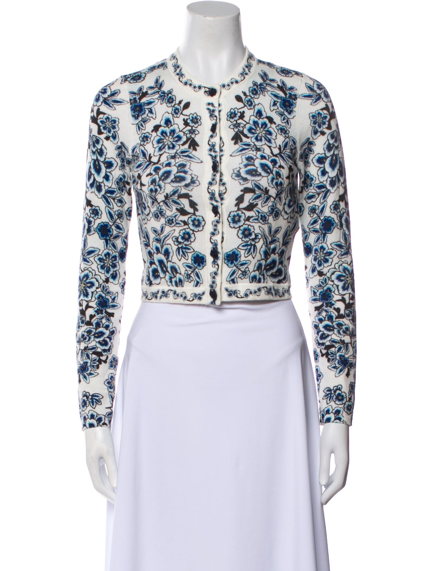 Alice + Olivia Floral Print Crew Neck Sweater