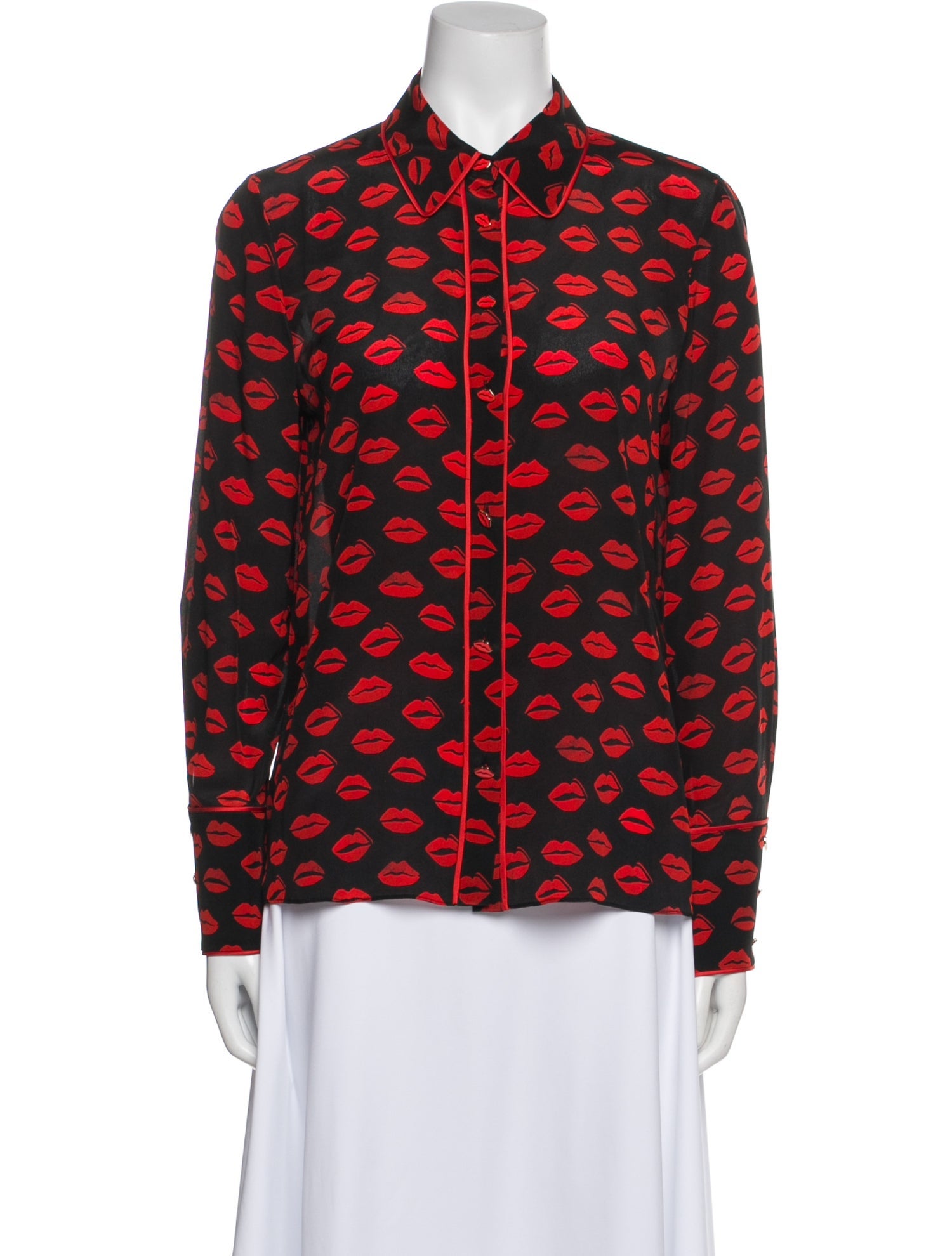 Alice + Olivia Silk Printed Button-Up Top