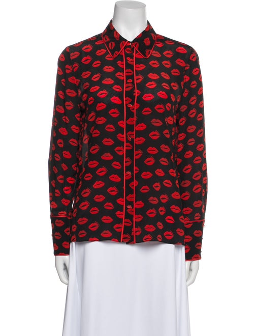 Alice + Olivia Silk Printed Button-Up Top