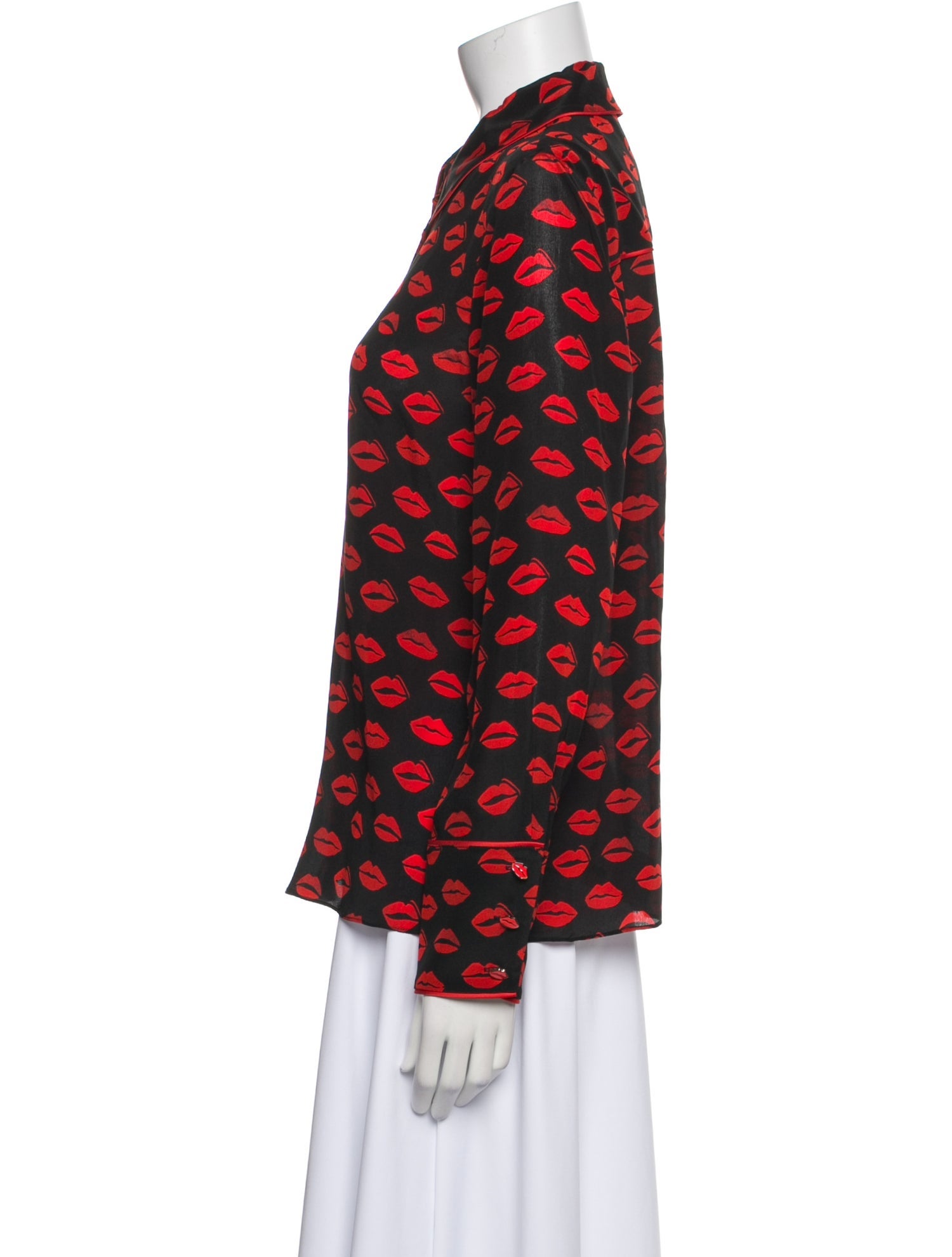 Alice + Olivia Silk Printed Button-Up Top