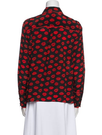 Alice + Olivia Silk Printed Button-Up Top