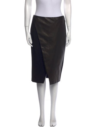 Alice + Olivia Leather Trim Embellishment Knee-Length Skirt