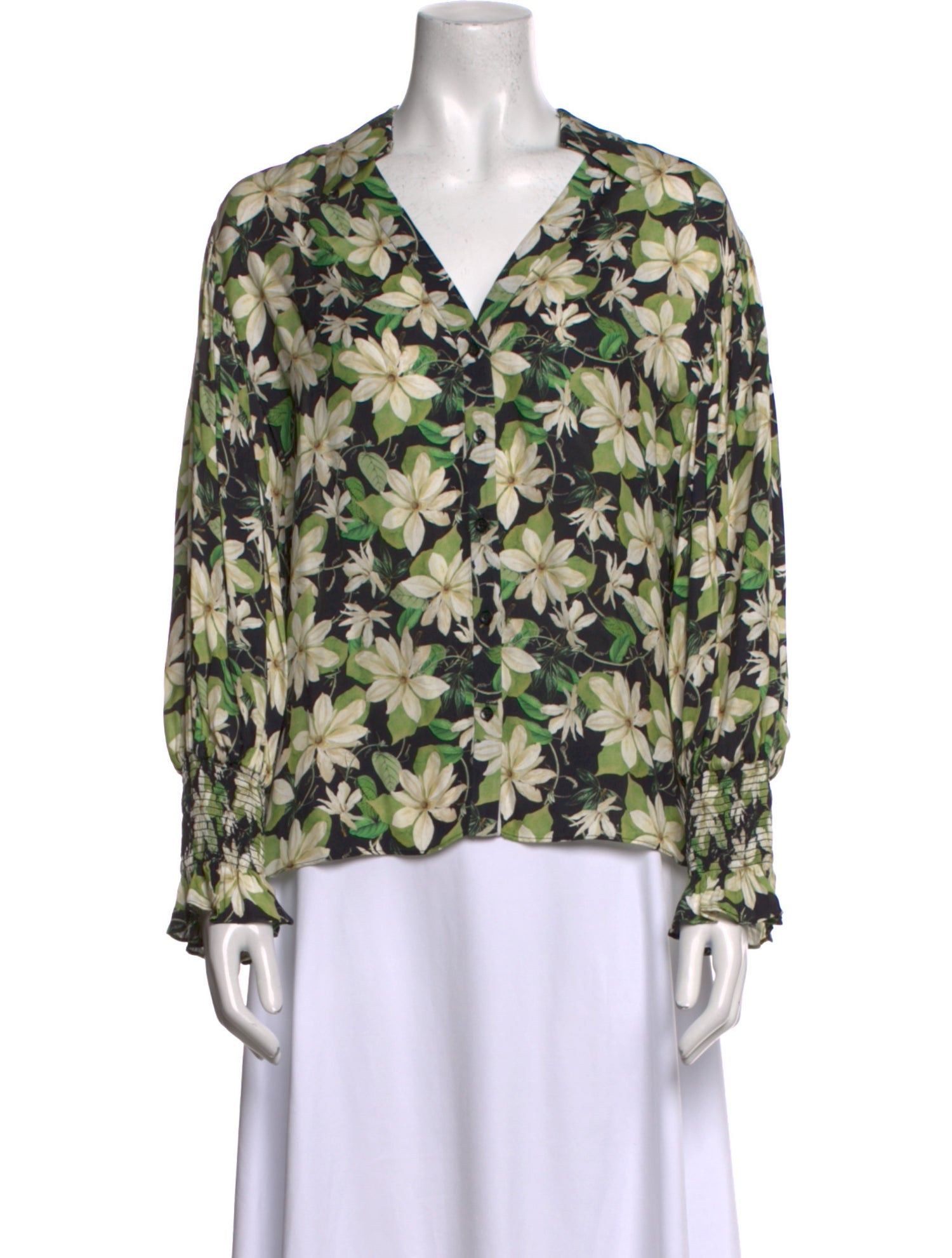 Alice + Olivia Floral Print V-Neck Blouse