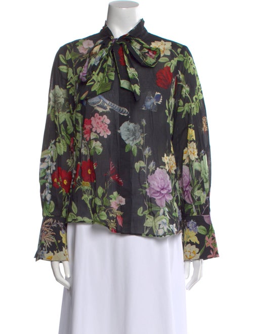 Alice + Olivia Floral Print Mock Neck Blouse