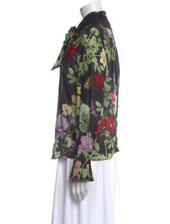 Alice + Olivia Floral Print Mock Neck Blouse