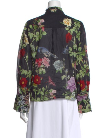 Alice + Olivia Floral Print Mock Neck Blouse