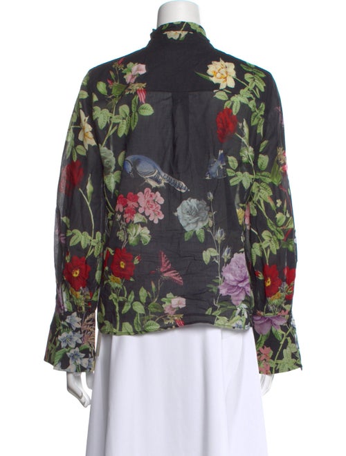 Alice + Olivia Floral Print Mock Neck Blouse