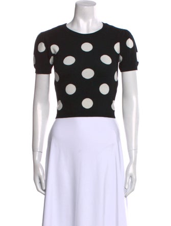 Alice + Olivia Polka Dot Print Crew Neck Crop Top