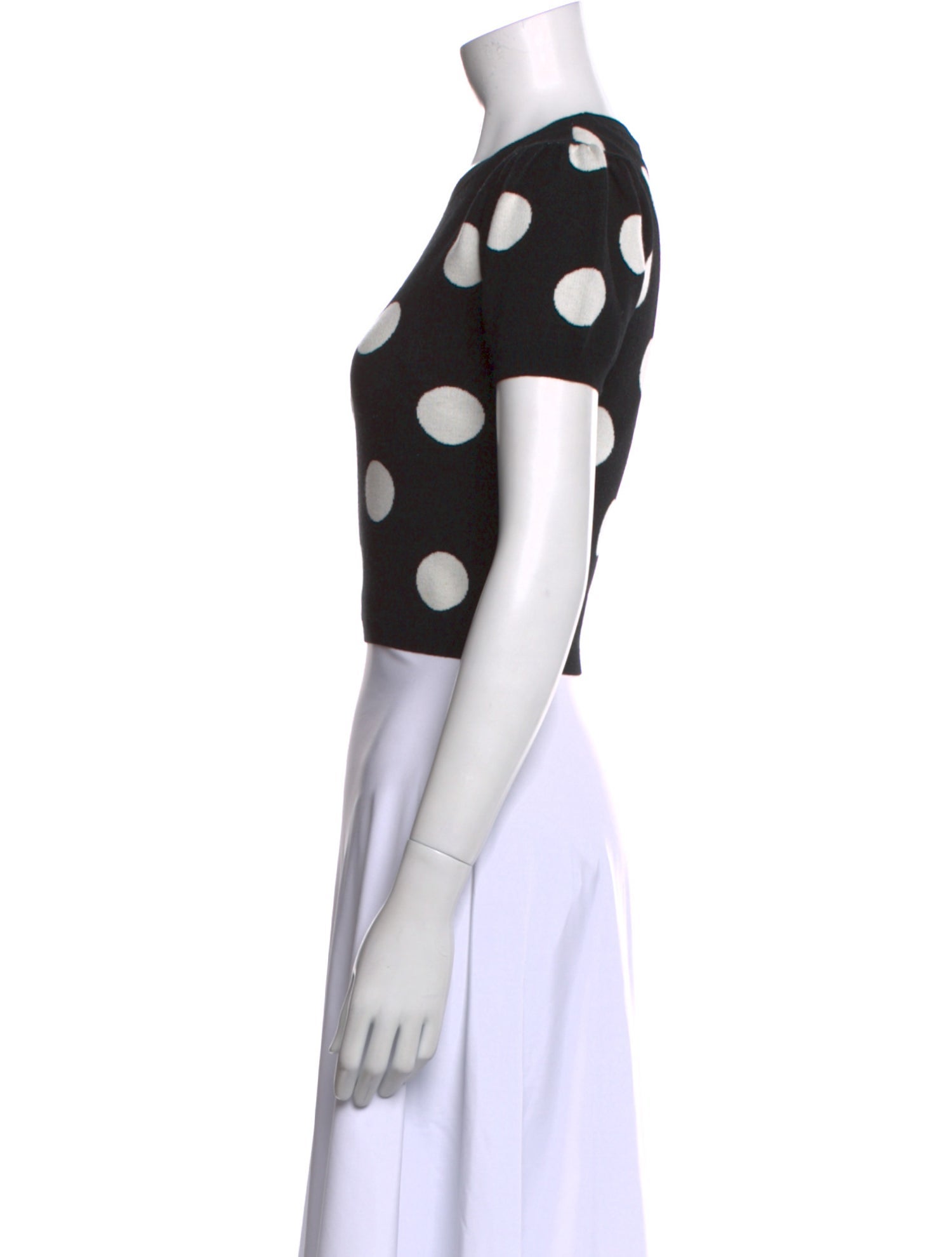 Alice + Olivia Polka Dot Print Crew Neck Crop Top