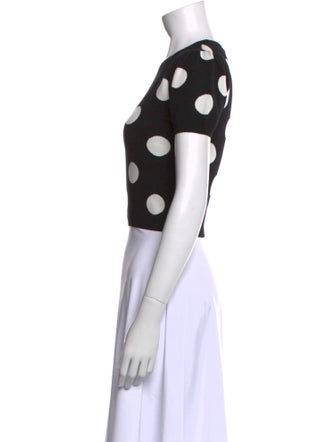 Alice + Olivia Polka Dot Print Crew Neck Crop Top