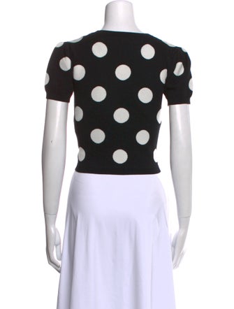 Alice + Olivia Polka Dot Print Crew Neck Crop Top