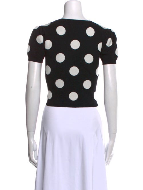 Alice + Olivia Polka Dot Print Crew Neck Crop Top