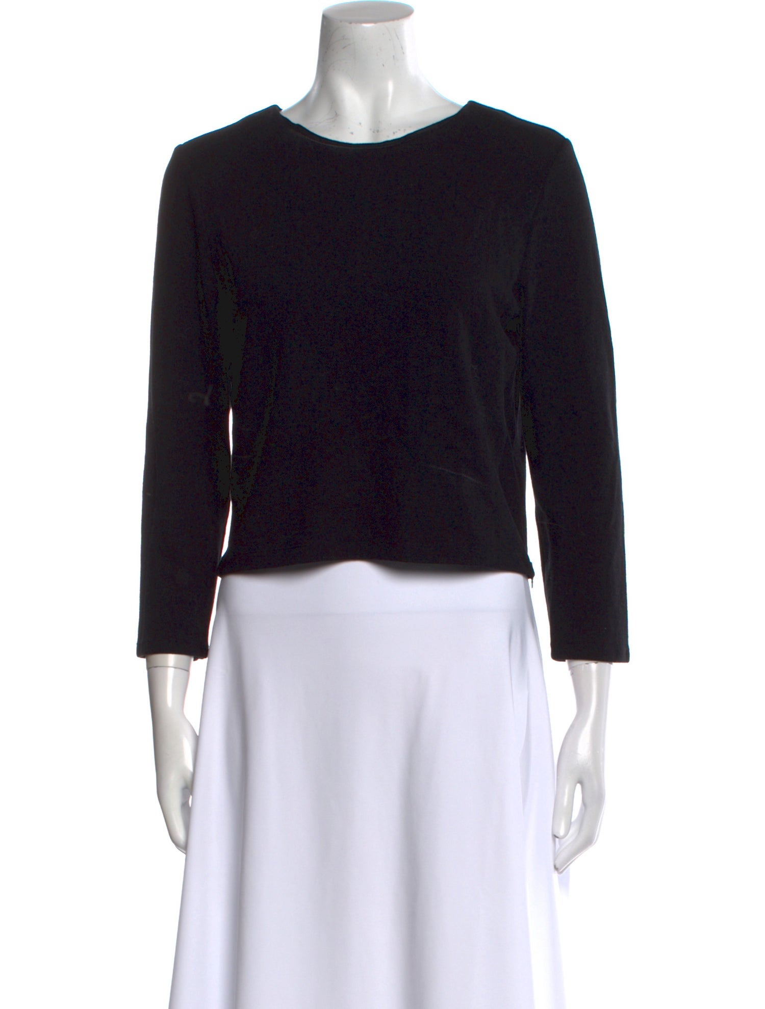 Alice + Olivia Bateau Neckline Three-Quarter Sleeve Crop Top