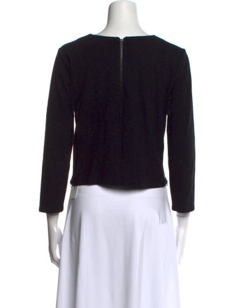 Alice + Olivia Bateau Neckline Three-Quarter Sleeve Crop Top