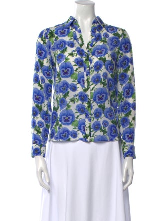 Alice + Olivia Silk Floral Print Blouse