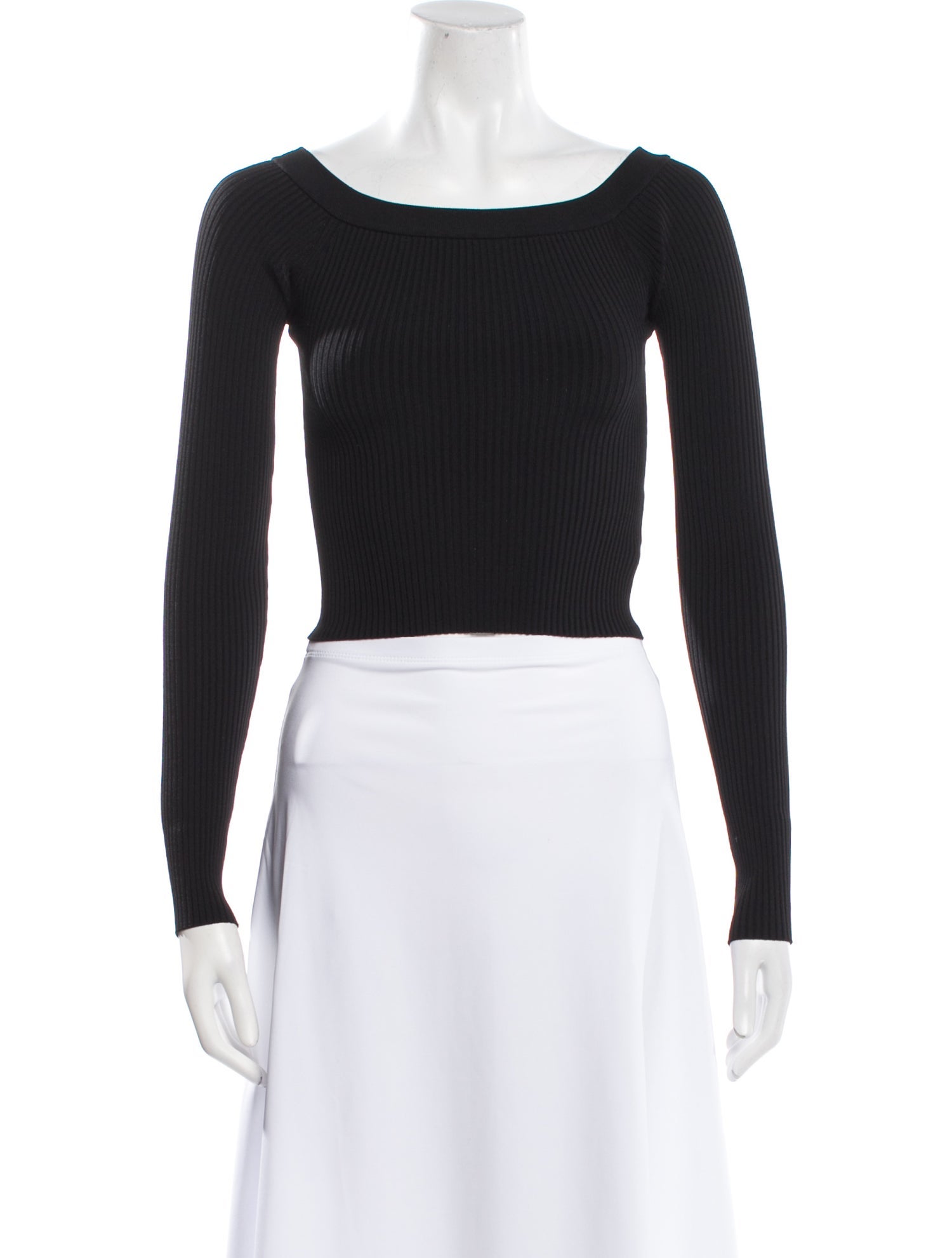Alice + Olivia Bateau Neckline Long Sleeve Crop Top