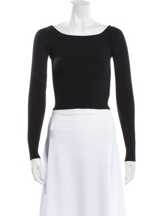 Alice + Olivia Bateau Neckline Long Sleeve Crop Top