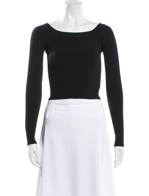 Alice + Olivia Bateau Neckline Long Sleeve Crop Top