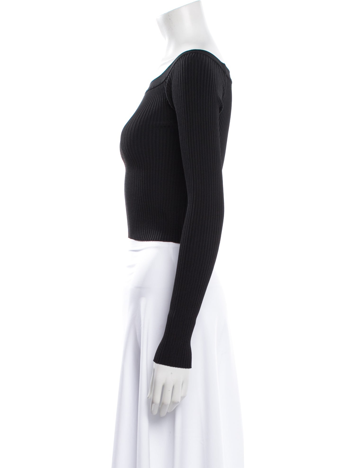 Alice + Olivia Bateau Neckline Long Sleeve Crop Top